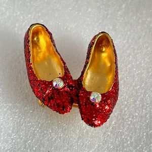 Ruby Red Slippers Brooch Pin Enamel